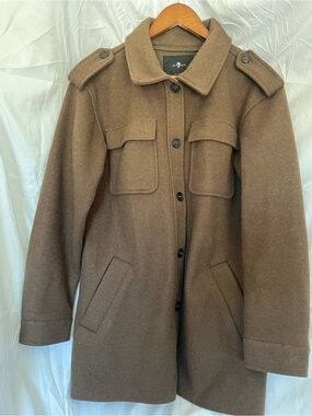 7 for all Mankind Womens Brown Chore Jacket Military-Inspired Coat *no belt* S
